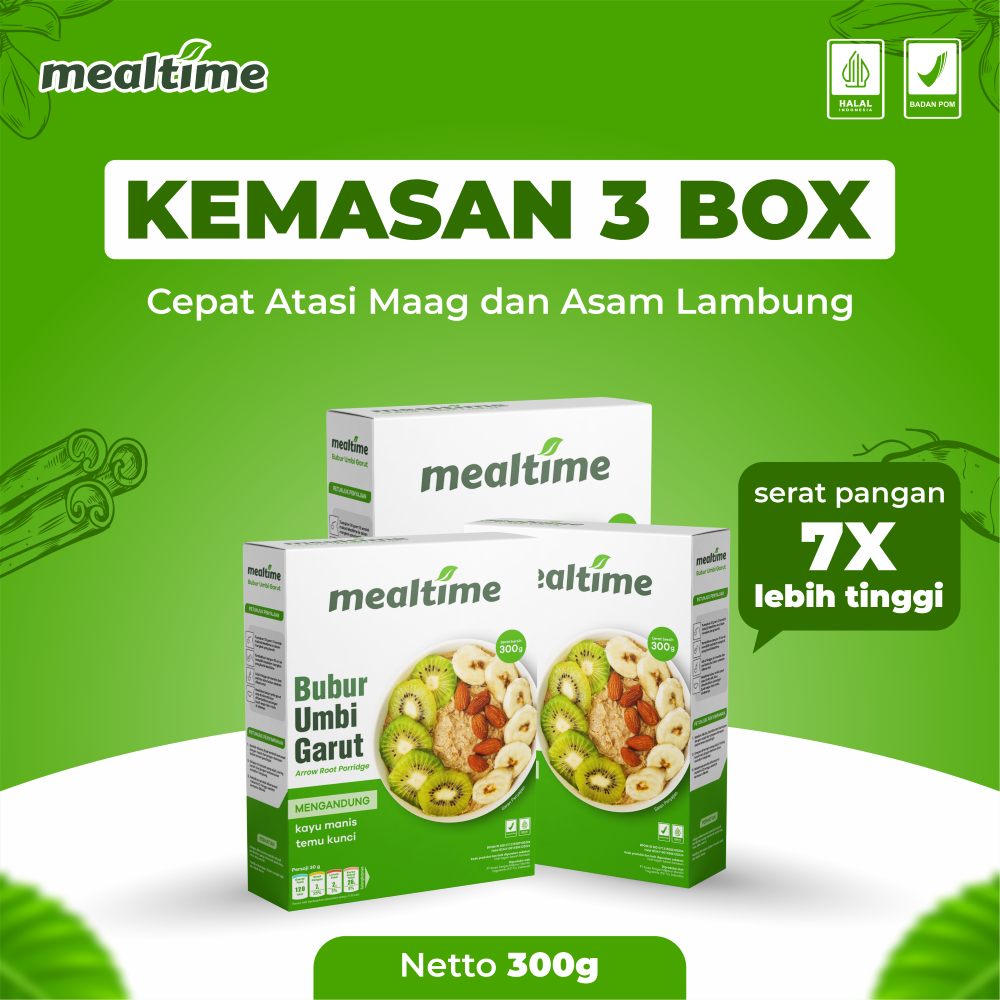 

[Paket 3 Box] Mealtime Bubur Umbi Garut Makanan Diet Mengatasi Asam Lambung, Gerd, Maag