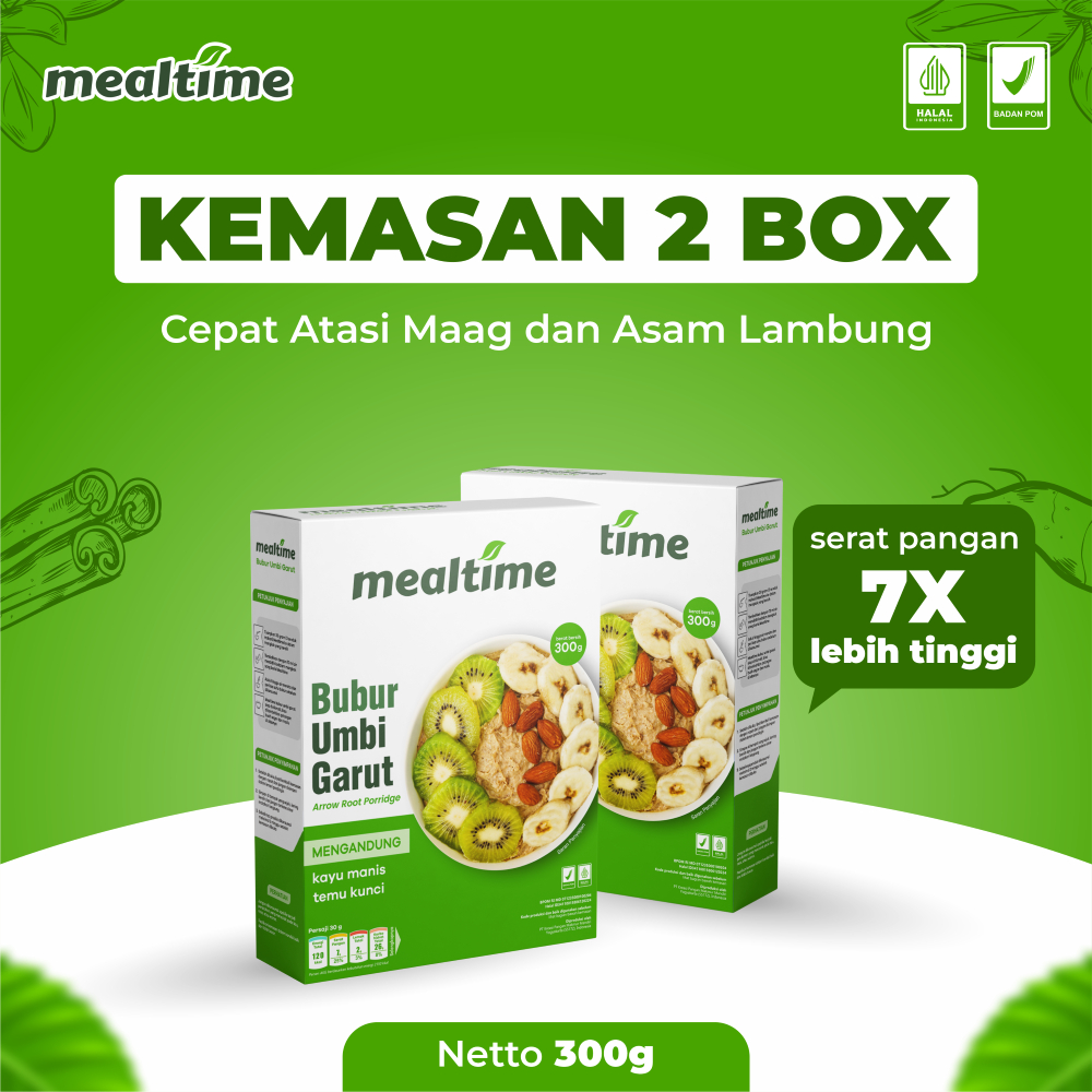 

[Paket 2 Box] Mealtime Bubur Umbi Garut Makanan Diet Mengatasi Asam Lambung, Gerd, Maag 2 Box