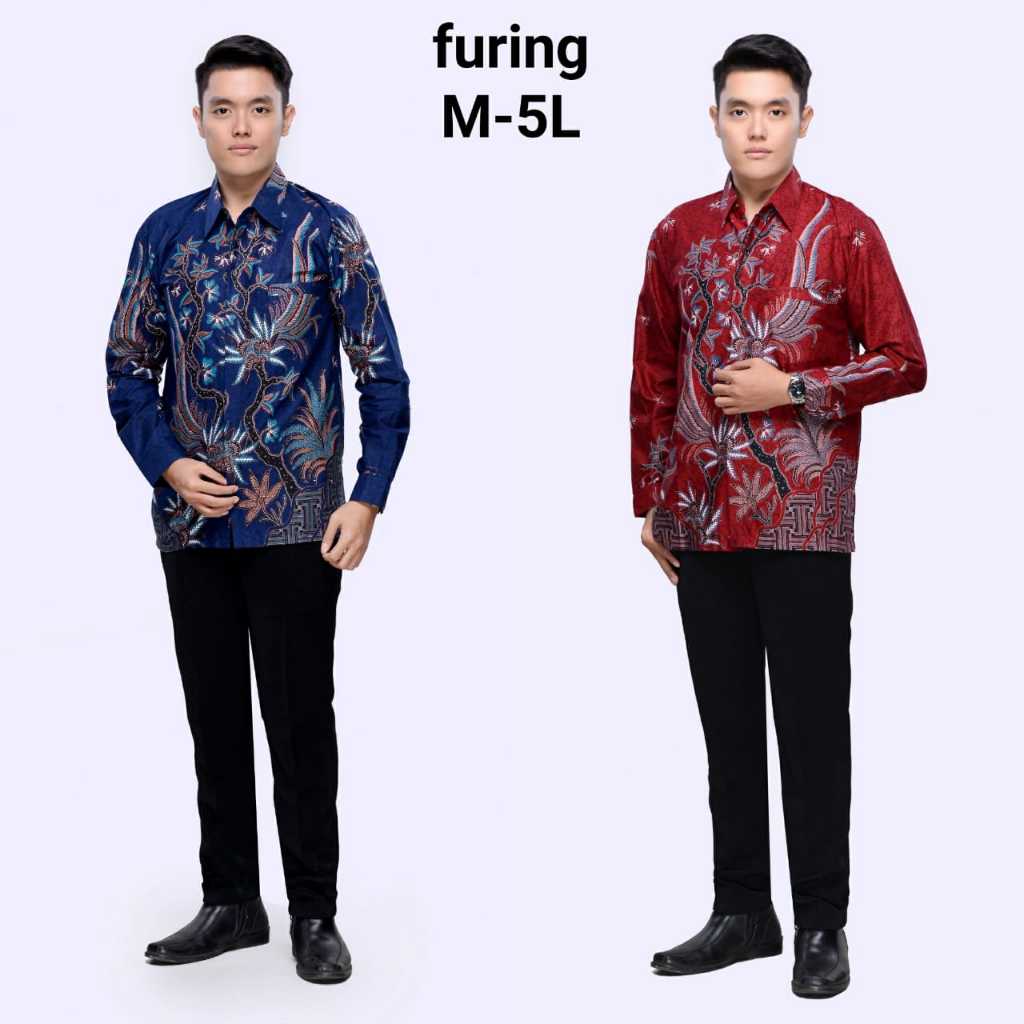 Baju Atasan Kemeja Kerja Pria Hem Katun Batik Vivo Lengan Panjang Lapis Furing