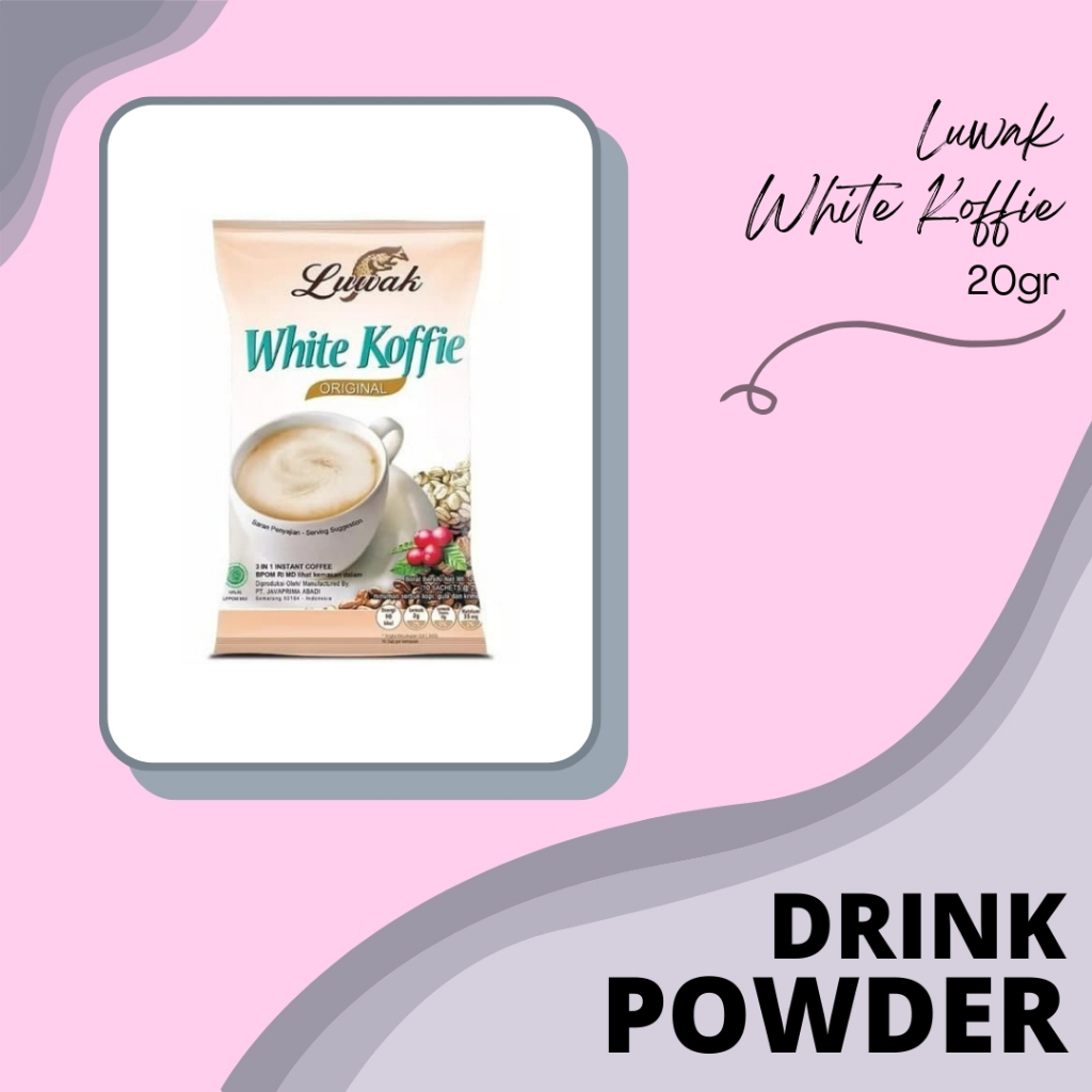 

DRINK POWDER | BUBUK MINUMAN | SERBUK MINUMAN | KOPI | LUWAK WHITE COFFEE ORIGINAL | LUWAK WHITE KOFFIE 20GR