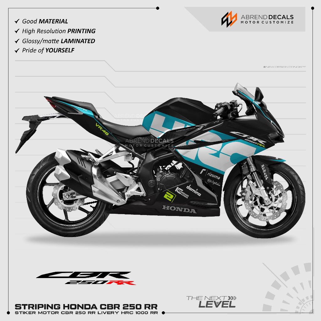 STRIPING CBR 250 RR LIVERY HRC GRAFIS TOSCA / STIKER MOTOR HONDA CBR 250RR DESIGN CUSTOM STOCK DECAL
