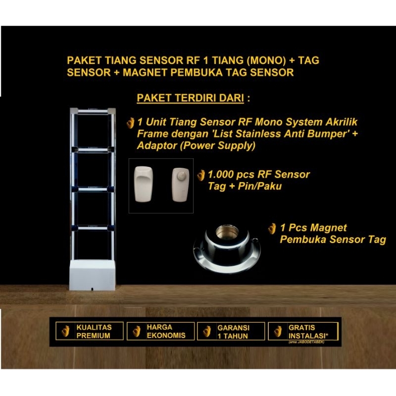 Paket 1 Tiang Sensor Anti Pencurian Toko +Tag Sensor+Magnet Pembuka Tag Sensor