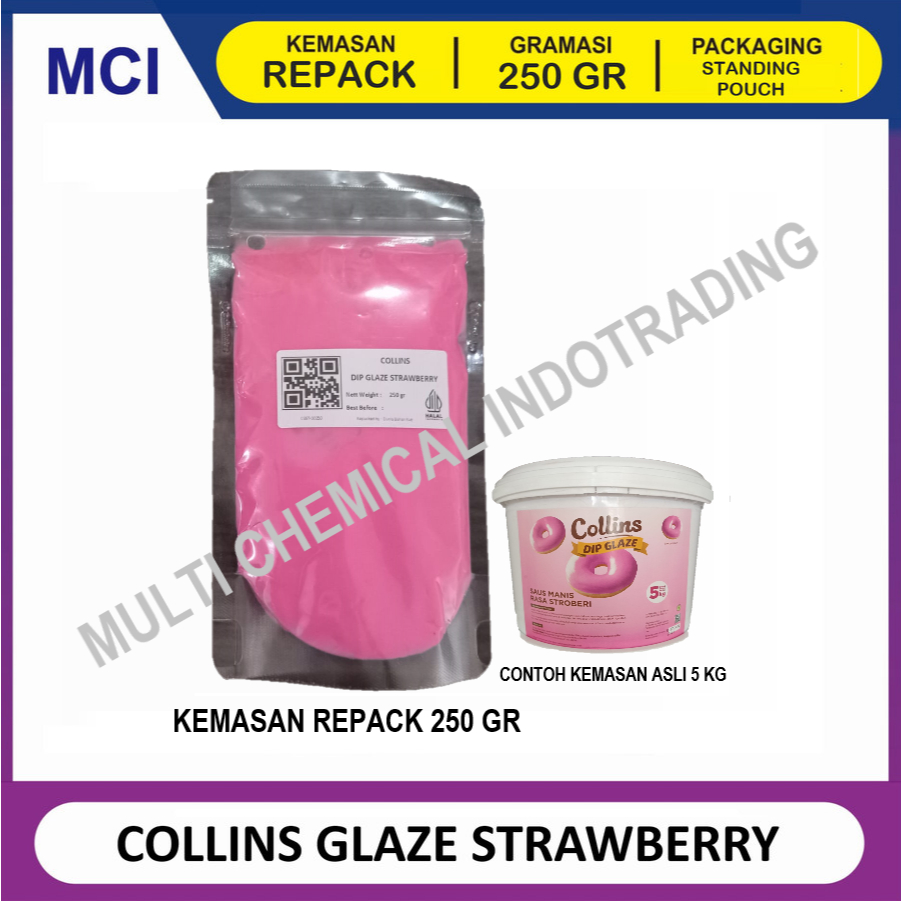 

COLLINS DIP GLAZE 250 GR -TOPPING DONAT PISANG NUGGET - STRAWBERRY