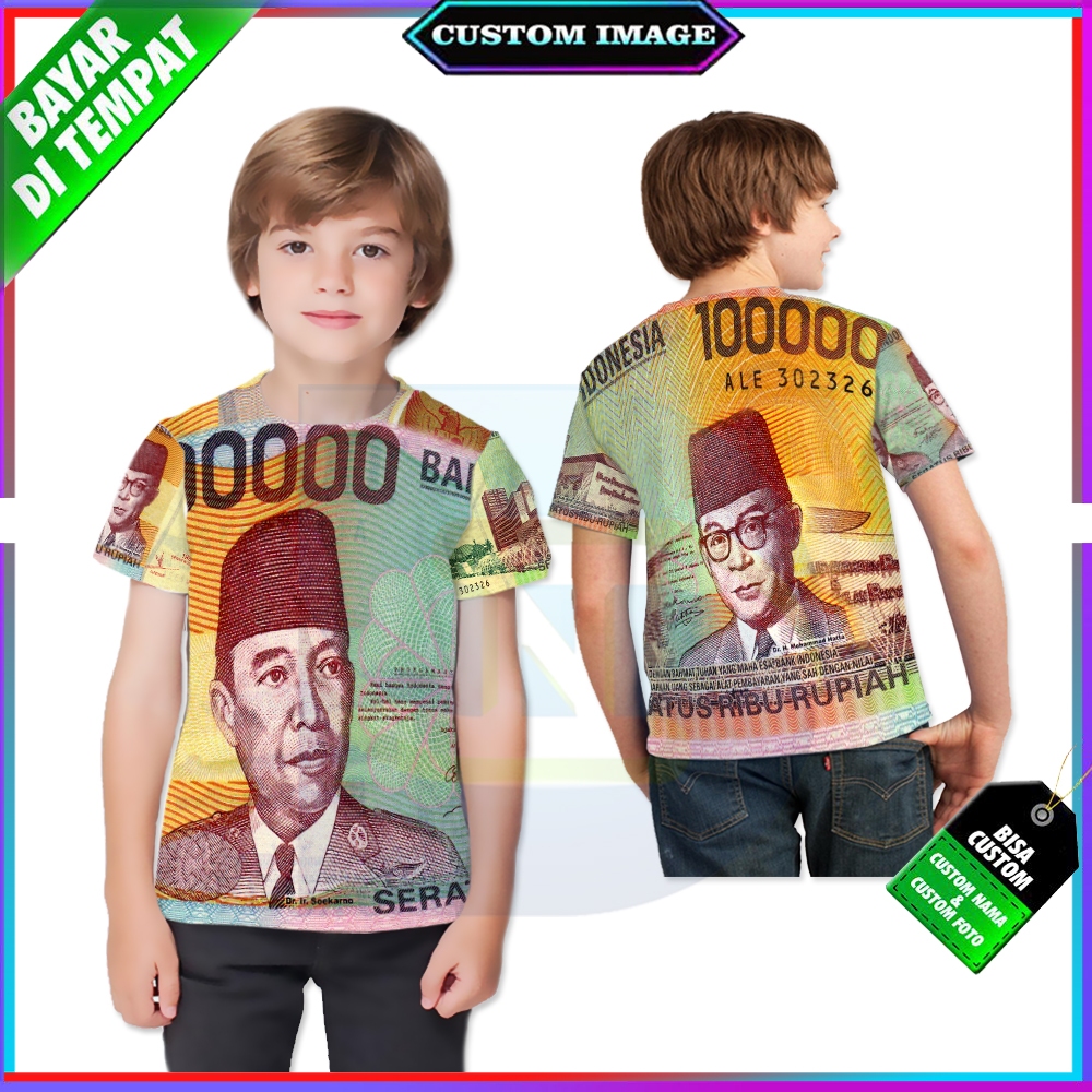 Kaos Baju Anak Uang 100 Ribu Rupiah Terbaru Fullprint