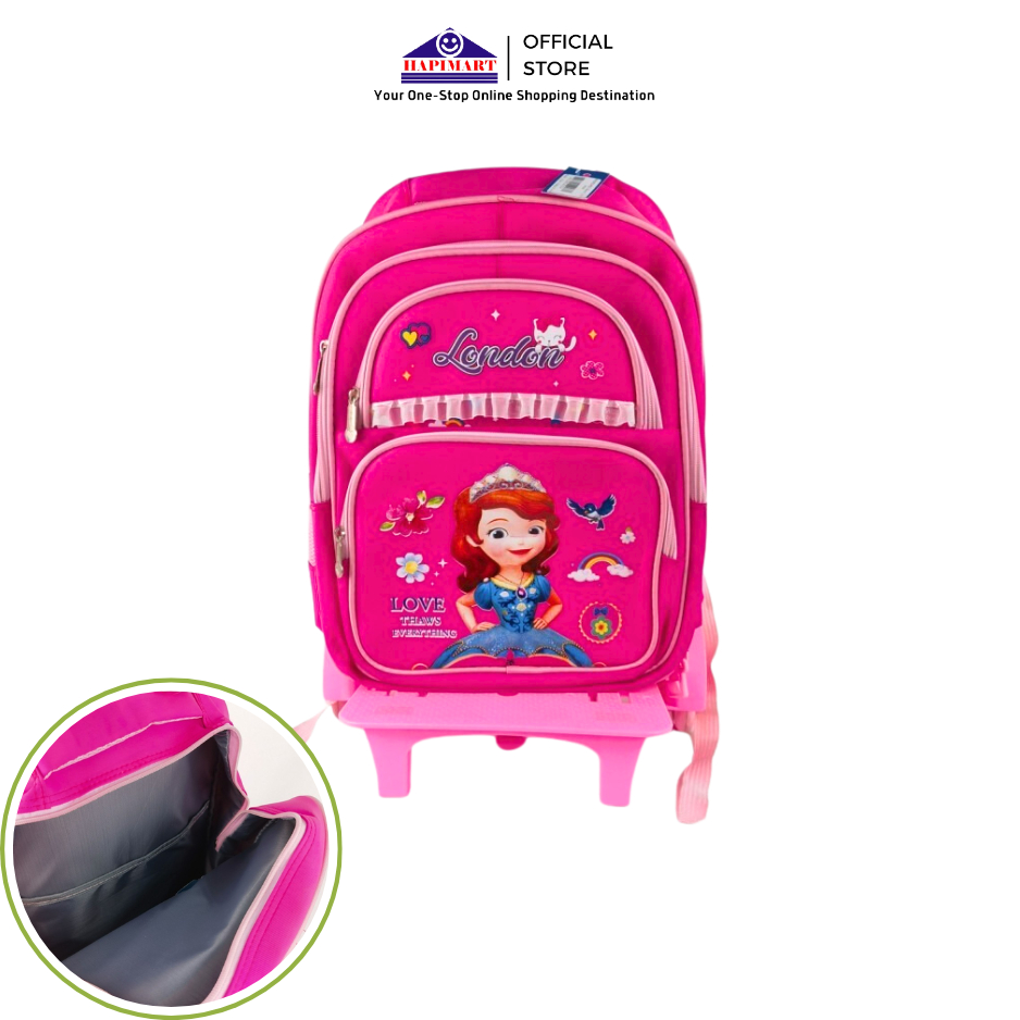 Tas Dorong Troli Tas Sekolah Anak Perempuan Karakter Princess Disney/Tas Koper Sekolah Anak MURAH