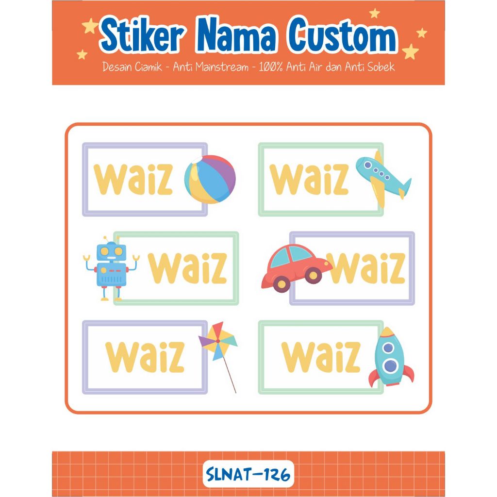 

Infinity Label Stiker Nama Anak Tas Sepatu Buku Sekolah Baju Botol SLNAT-126 Desain Anti Mainstream 2x4cm Waterproof 42pcs