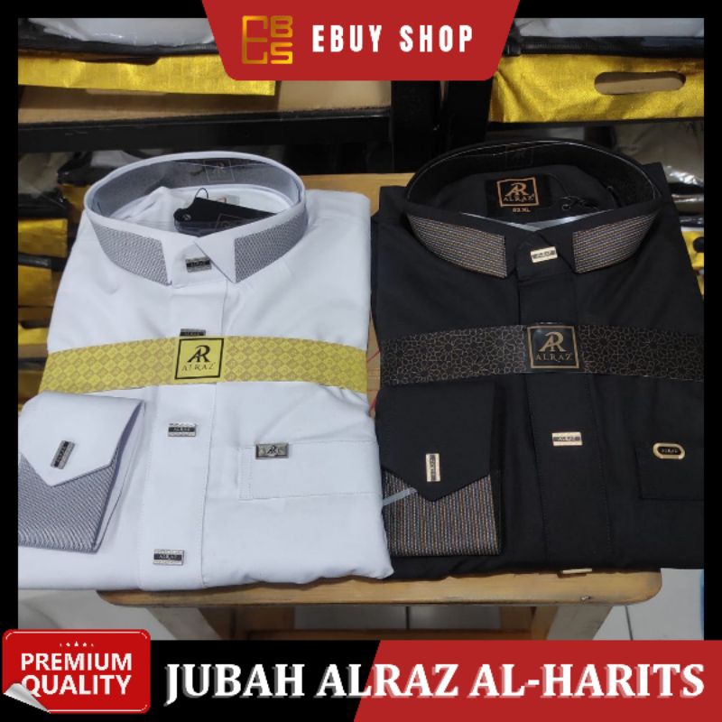 PREMIUM JUBAH HITAM AL RAZ / JUBAH PREMIUM PUTIH / Gamis Al Raz Katun Premium / Jubah Lengan manset 
