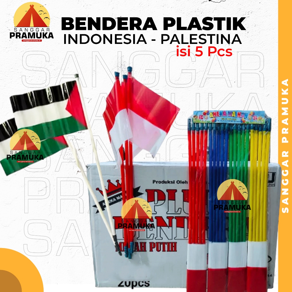 [5 Pcs] Bendera Sedotan / Bendera  Plastik / Bendera Stik / Bendera Tangan Bendera Palestina Tangan