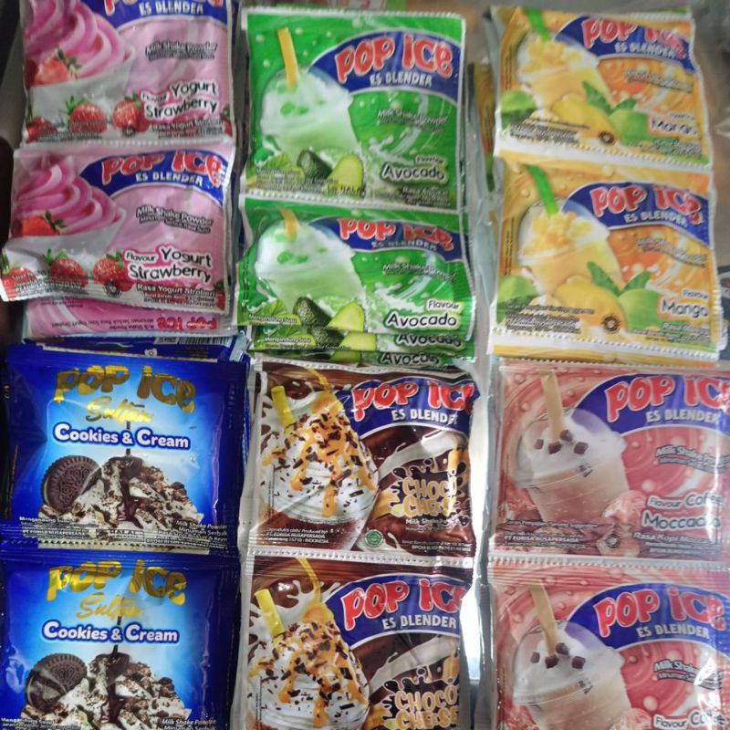 

POP ICE terlengkap (36 varian)dan murah 1 renceng @10 bks @25g