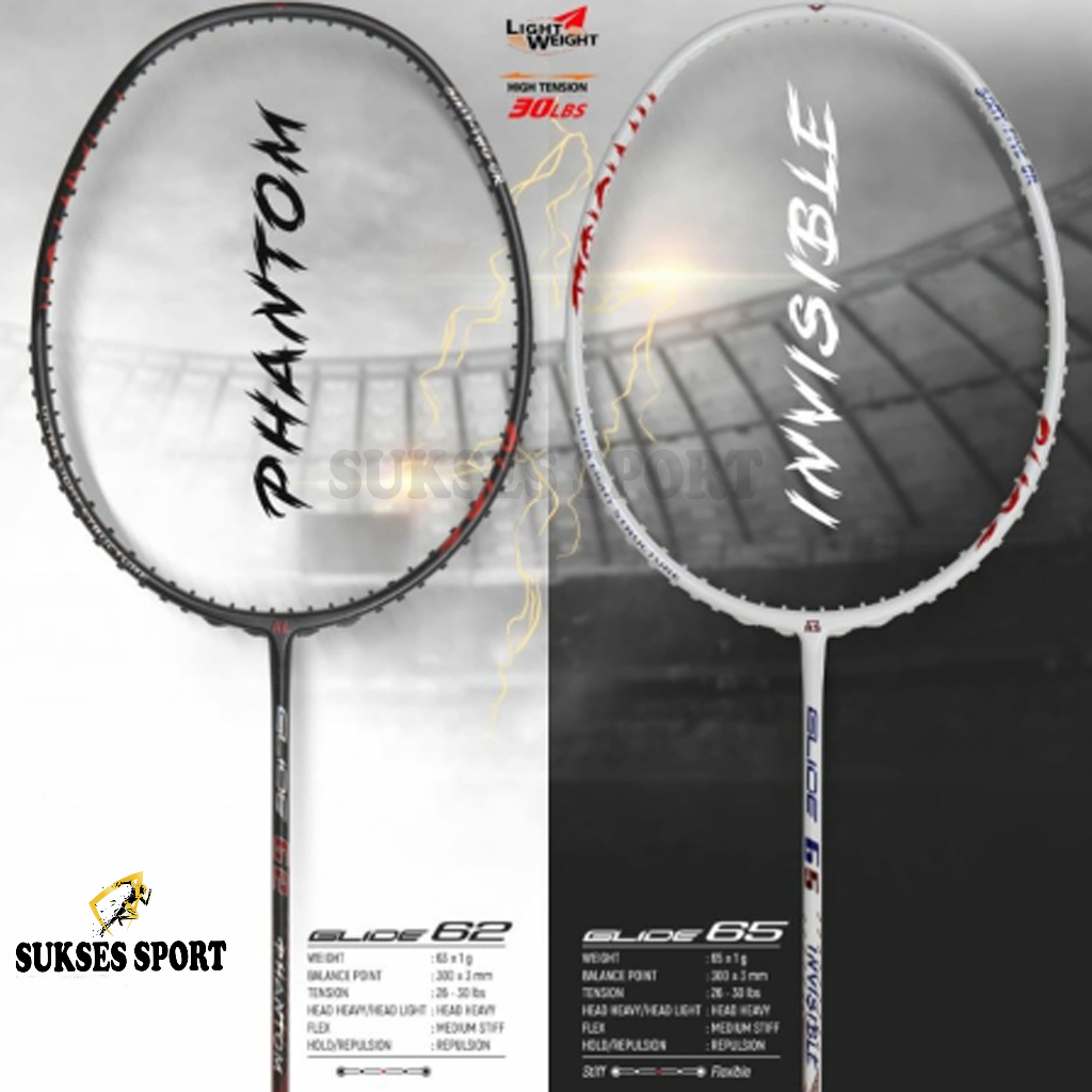 RAKET BADMINTON RS GLIDE 62 PHANTOM - GLIDE 65 INVISIBLE ORIGINAL