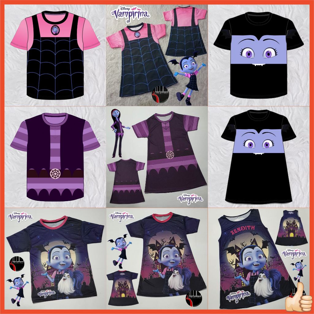 Baju FULLPRINT Kaos Dress Kostum Anak Dewasa Vampirina Oxana Halloween