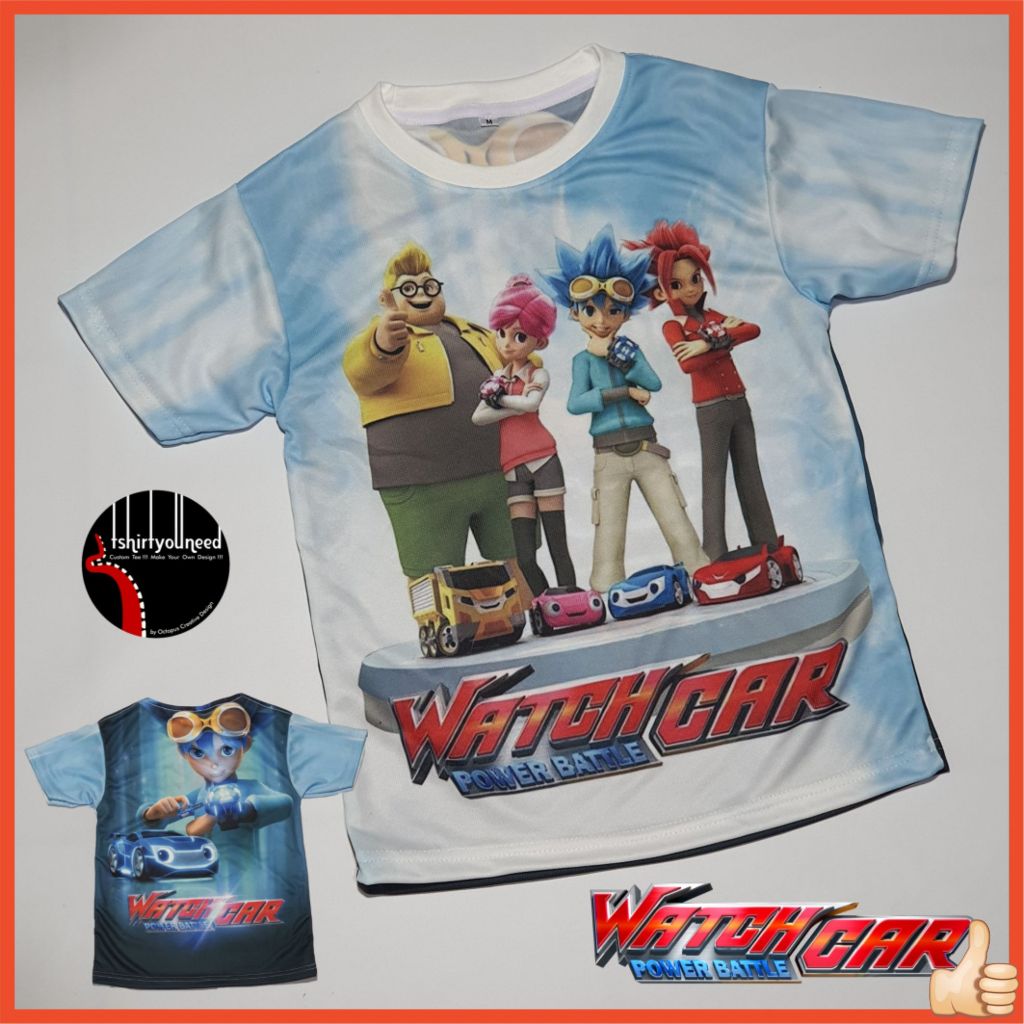Baju FULLPRINT Kaos Anak Dewasa Watch Car Power Battle