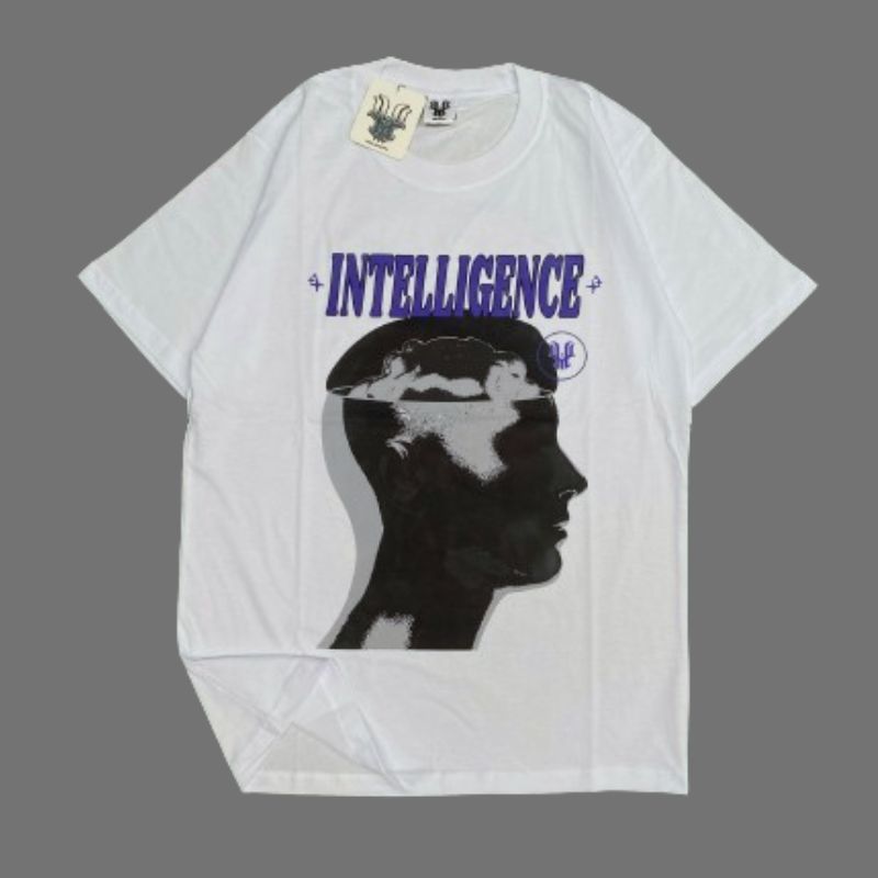 T-shirt Streetwear World Wide Intellegence Brain dead White Tees / Kaos Distro Pria & Wanita Putih K