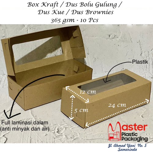 

Box Kraft / Dus Pastry / Dus Donat 24x12x5 cm - 10 Pcs