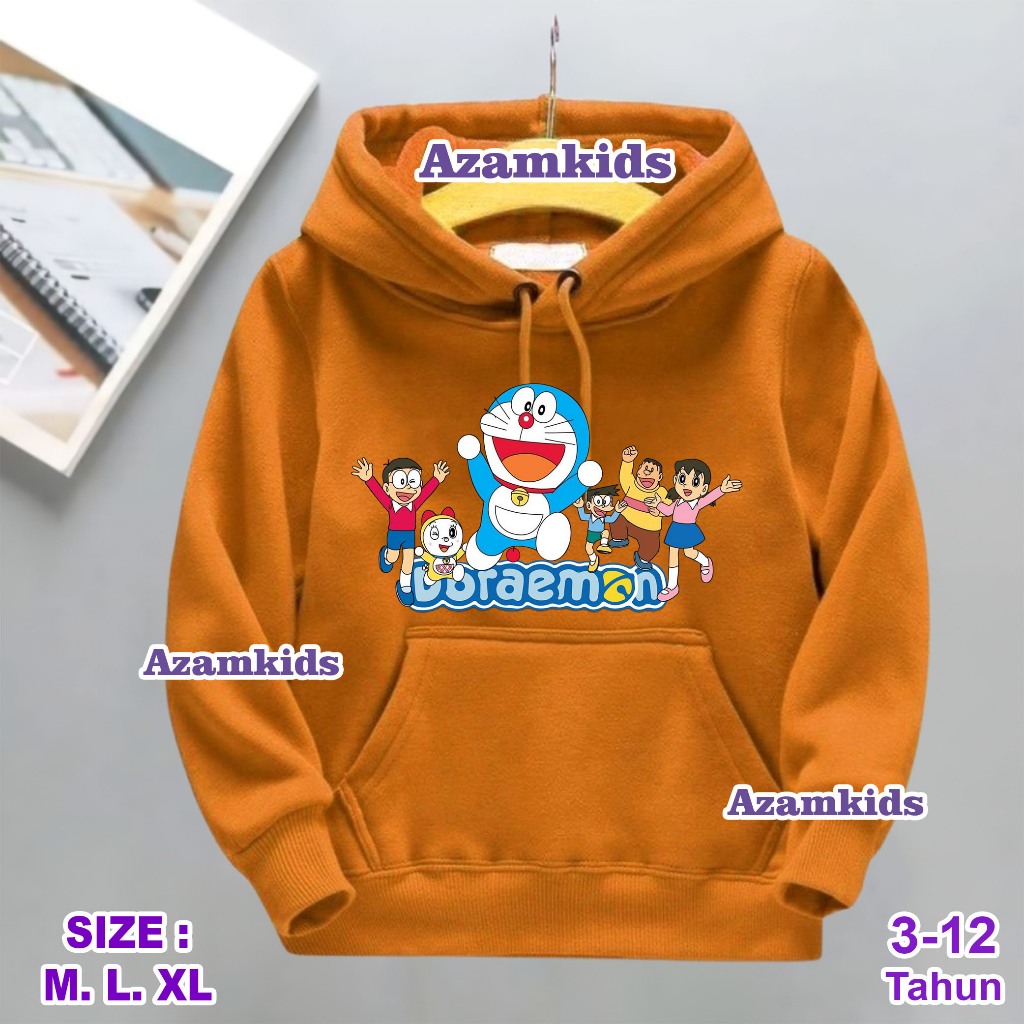 HOODIE ANAK UMUR 2 3 4  5 6 7 8 9  10 11 12 TAHUN DORAEMON2 || HOODIE ANAK PEREMPUAN DAN LAKI LAKI |