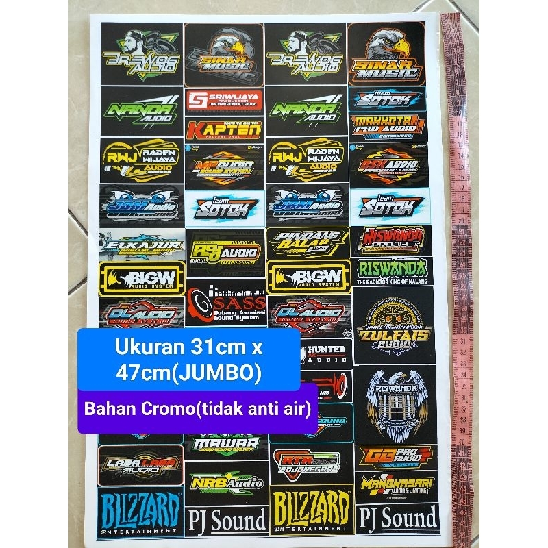 

STIKER AUDIO | STIKER SOUND | STIKER SOUNDSYSTEM | STIKER CROMO | STIKER PACK | STIKER 1 LEMBAR Ukuran 31cm x 47cm