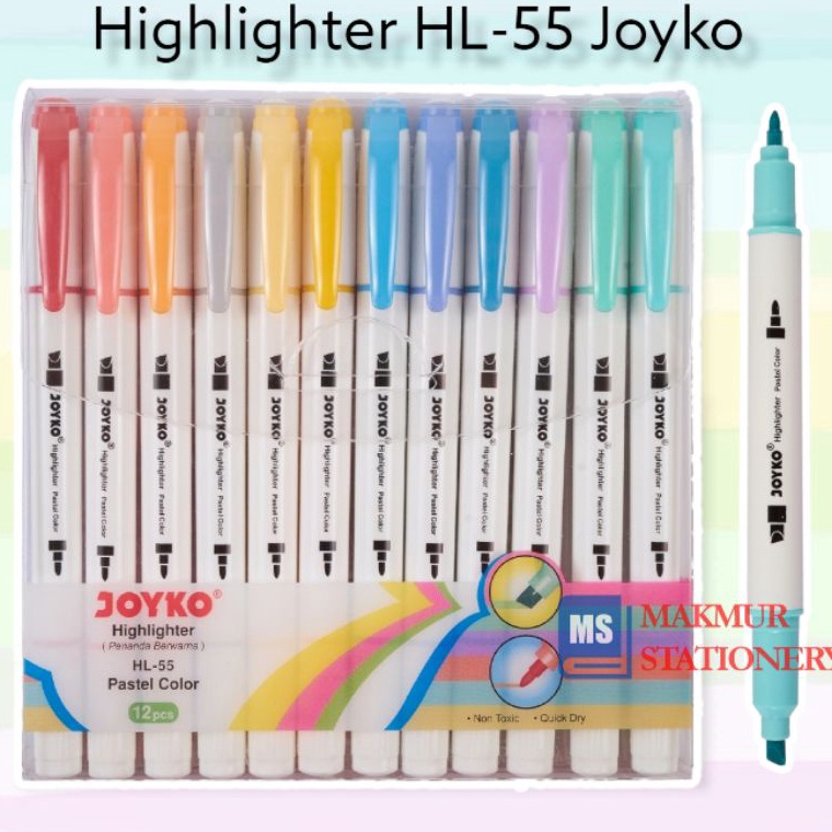 

KODE U7Y5 HighlighterPenanda Joyko Pastel 12 Warna 1 Set HL55