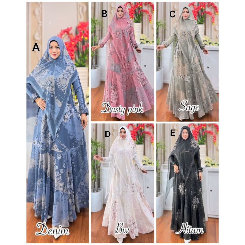 Gamis syar'i Hawwa printing lebaran terbaru original dijah