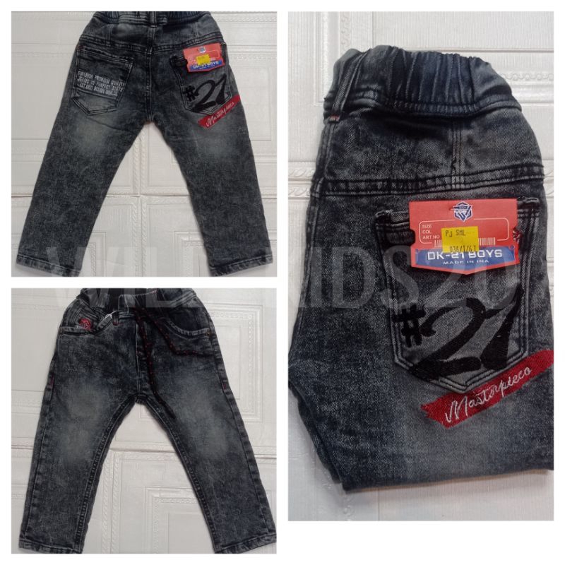 CELANA JEANS ANAK LAKI LAKI PANJANG MELAR PREMIUM 1,5-5TAHUN MODEL SNOW BLACK