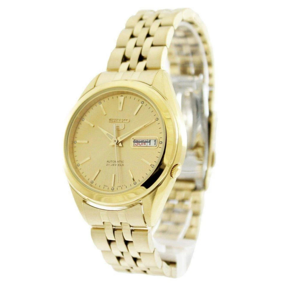 Jam Tangan Seiko 5 Five Automatic Tanpa Baterai Gold Plated Original