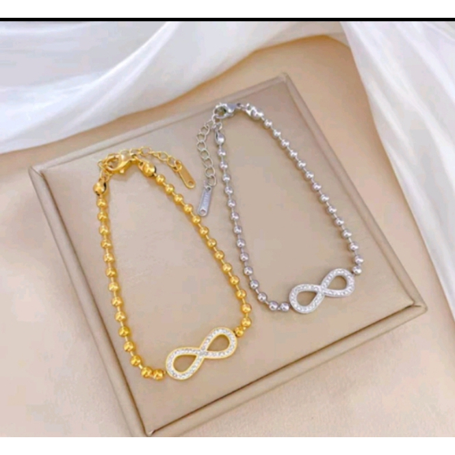 Gelang Titanium Wanita Terlaris Gelang Cantik Rantai Bulat Bentolan Gelang Viral Terbaru Anti Karatr