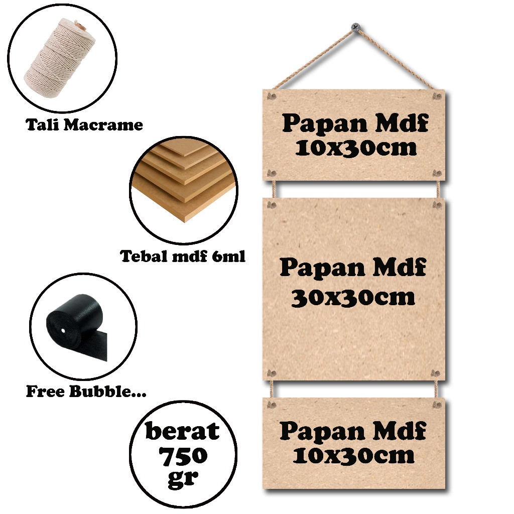 Hiasan Dinding Custom Nama Foto Dan Tanggal Lahir Media Papan MDF Dan Tali Macrame Wall Decor