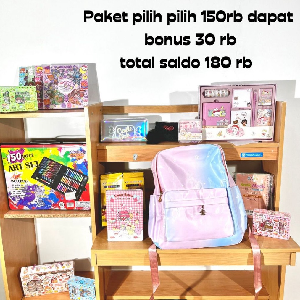 

KODE H55T Paket Pilih pilih alat tulis kantor 15k free 3k alat tulis kantor lem pulpen tas sekolah anak warna pastel