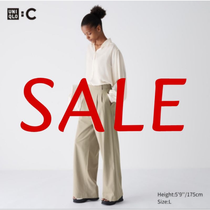 Sale Celana Lebar Lurus Lipit WOMEN UNIQLO