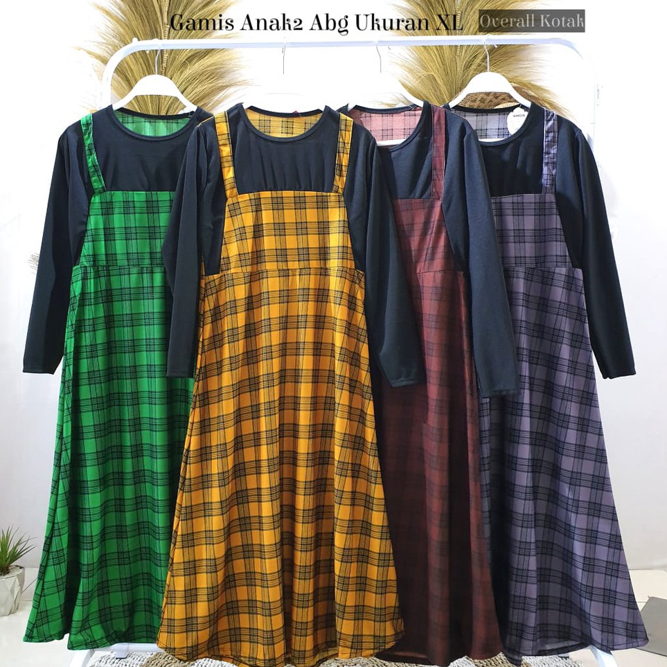 Dijamin Hemat  Westylis Gamis Anak Perempuan Model Overall Printing Kotak  613tahun  Gamis Anak Cant
