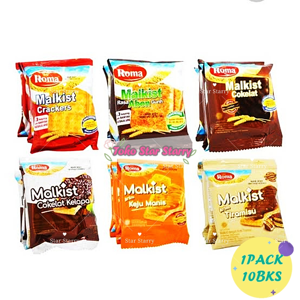 

[Per Renteng] Roma Malkist Renceng (1 renceng isi 10 pcs) MAYORA ROMA Snack Viral Halal Mui