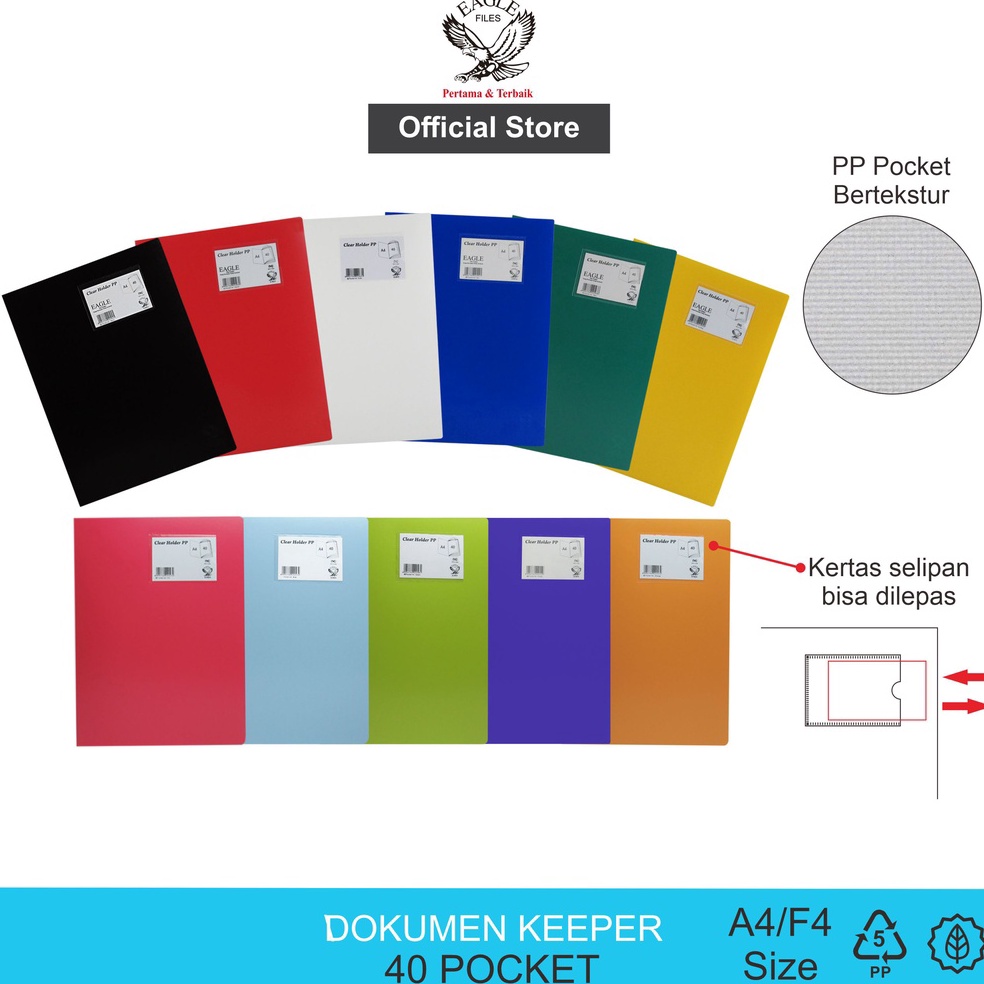 

KODE O5G Dokumen Keeper Clear Holder Document Keeper Display Book EAGLE A4 F4 4 Pocket