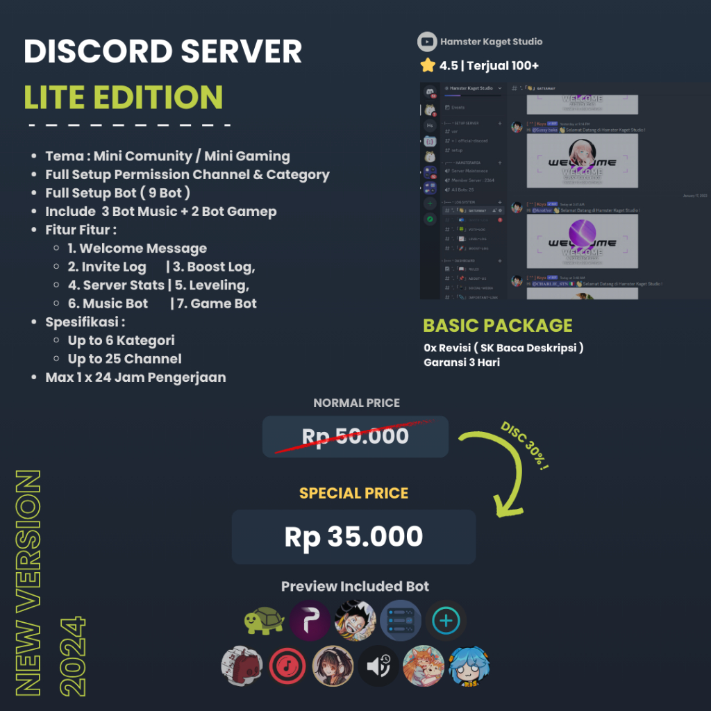 DISCORD SERVER LITE EDITION FULL SETUP BOT SERVER DISCORD FULL SETUP - HK Studio