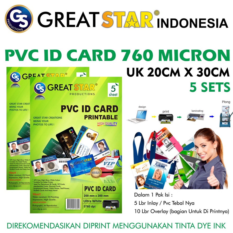 

KODE P96X PVC ID Card Great Star Hijau 5 Set