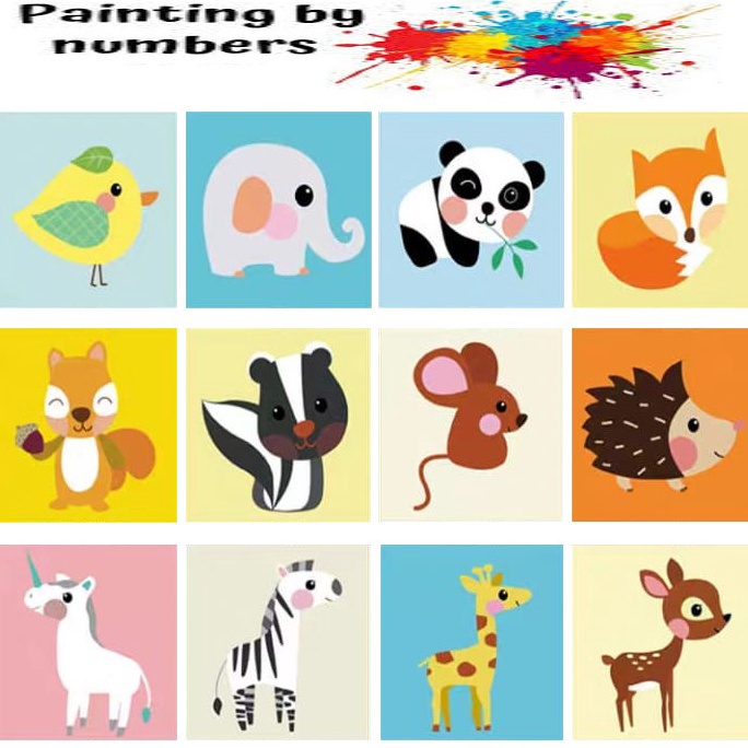 

KODE C28S BS Painting by Number Children Canvas Animal Set Kanvas Lukis Hewan Anak Mewarnai Nomor Hewan