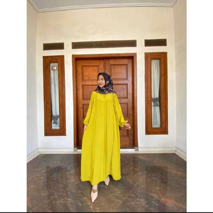 Gamis Aufa Dress gamis Polos Premium Busui Jumbo Size M - L - XL - XXL-Kuning