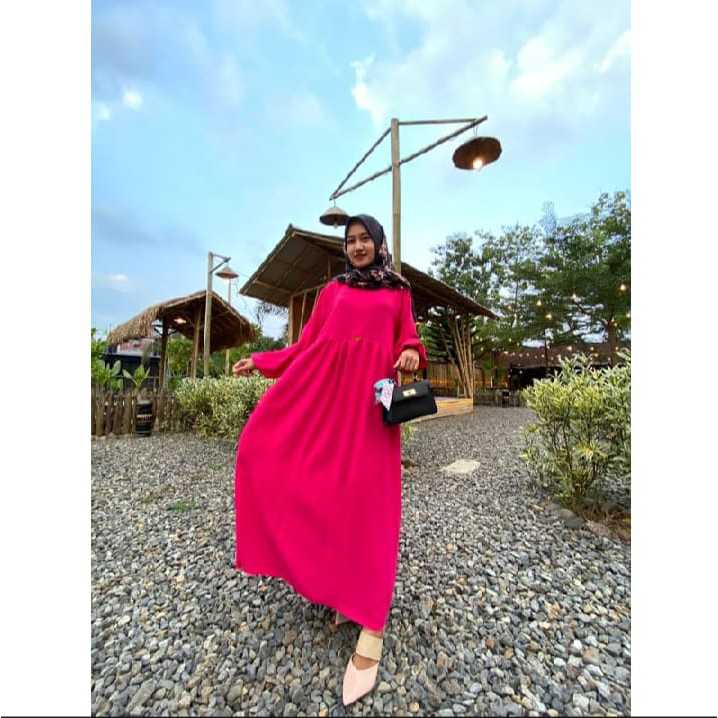 Gamis Aufa Dress gamis Polos Premium Busui Jumbo Size M - L - XL - XXL-fusia