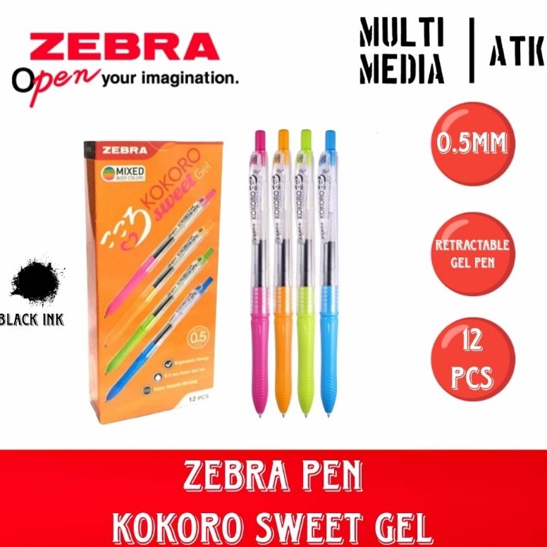 

KODE A52S PEN ZEBRA KOKORO SWEET GEL 5 12PCS PEN KOKORO SWEET GEL MIXED BODY COLORS