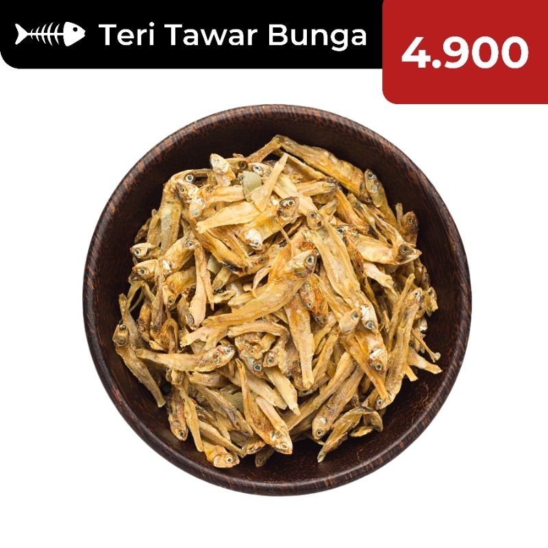 

ECERAN 5k Ikan Teri Tawar Bunga SUPER / Teri Tawar Tipis / Teri Tawar Kuning / Ikan Asin Murah / Ikan Asin Enak