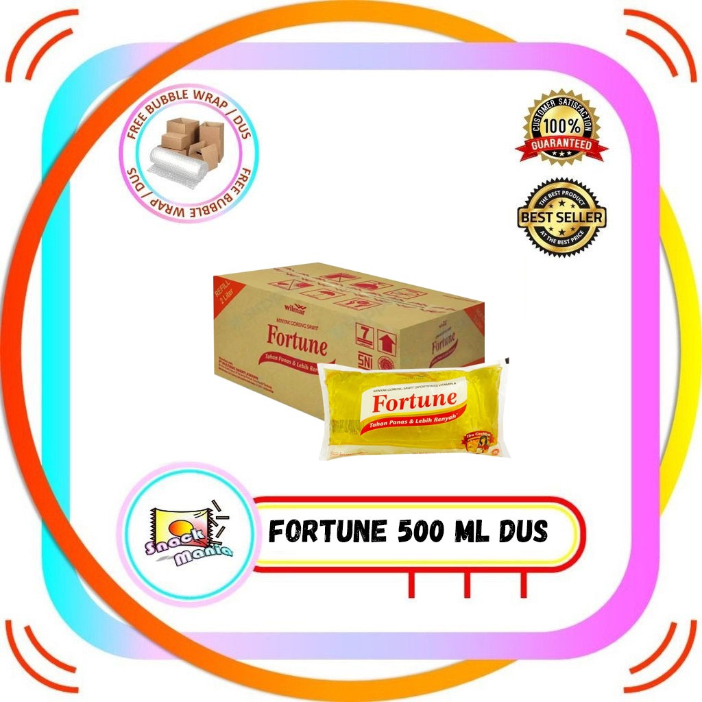 

Fortune Minyak Goreng Kelapa Sawit Vitamin A 500ml x 24 pcs DUS Pillow Pack