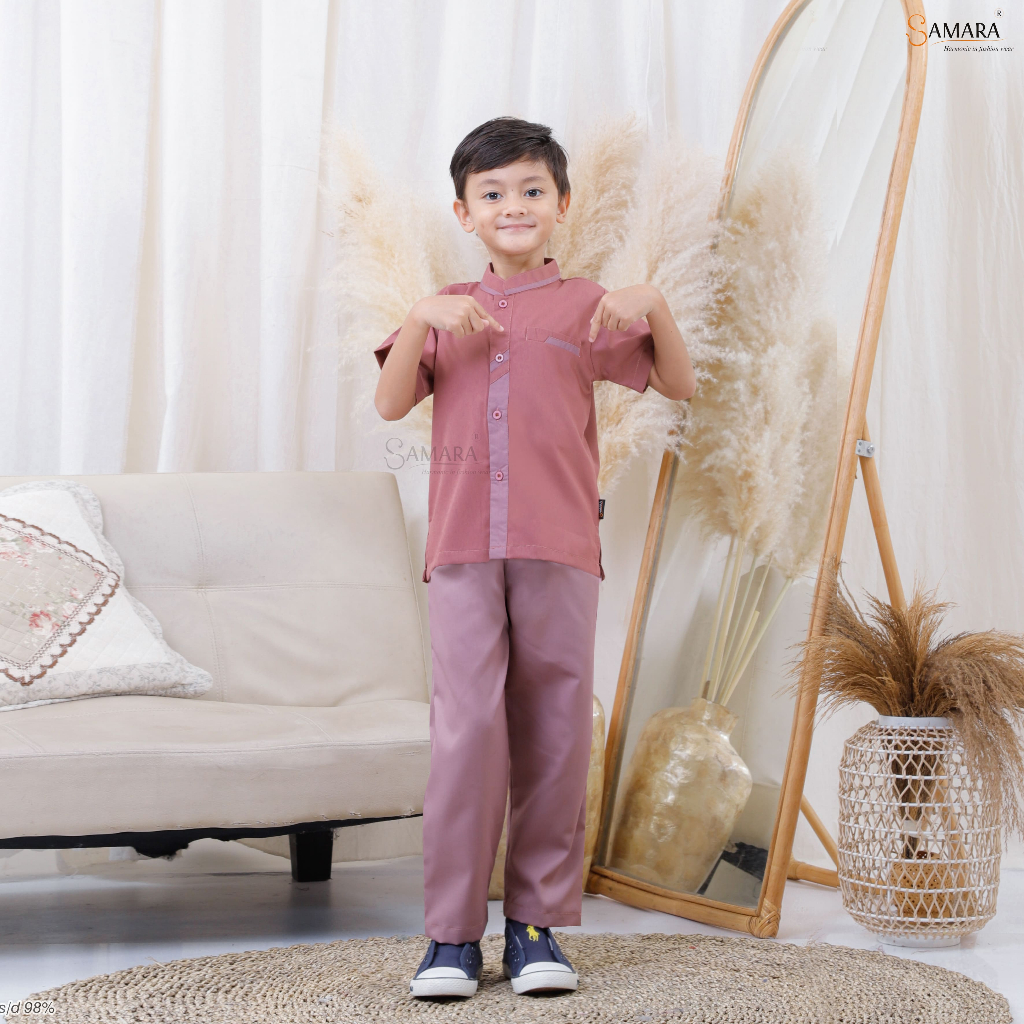 KOKO ANAK LAKI-LAKI I04 CHRISAN PINK BY SAMARA FASHION BAJU BUSANA MUSLIM KEMEJA LENGAN PENDEK REMAJ