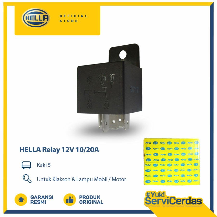 Relay Hella 12V 10/20A Kaki 5 (per DUS)