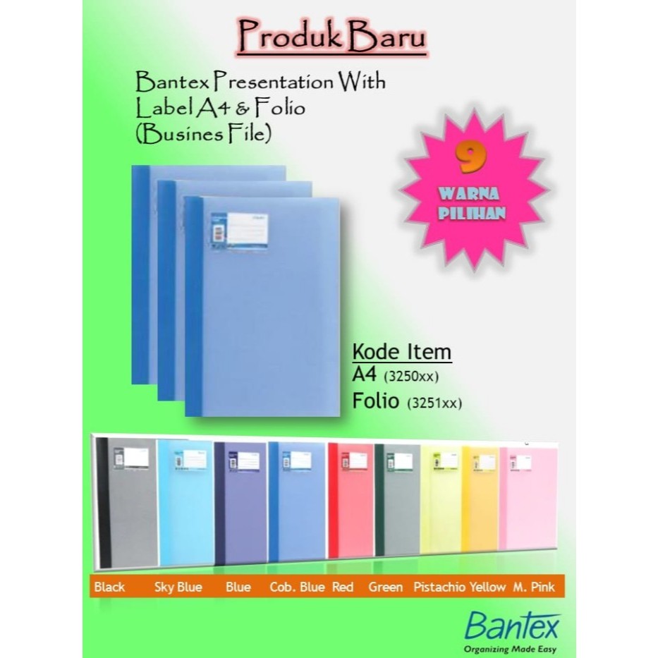 BANTEX Business File Presentation Folder with Label Folio (F4), per lsn