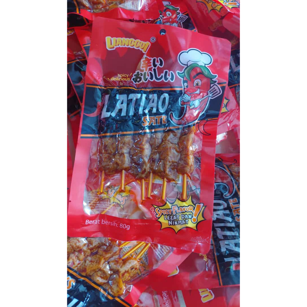 LATIO SNACK HALAL. SPICY. LATIAU. LA TIO. SNACK TAHU PEDAS. RASA BBQ DAN SATE. CEMILAN IMPORT