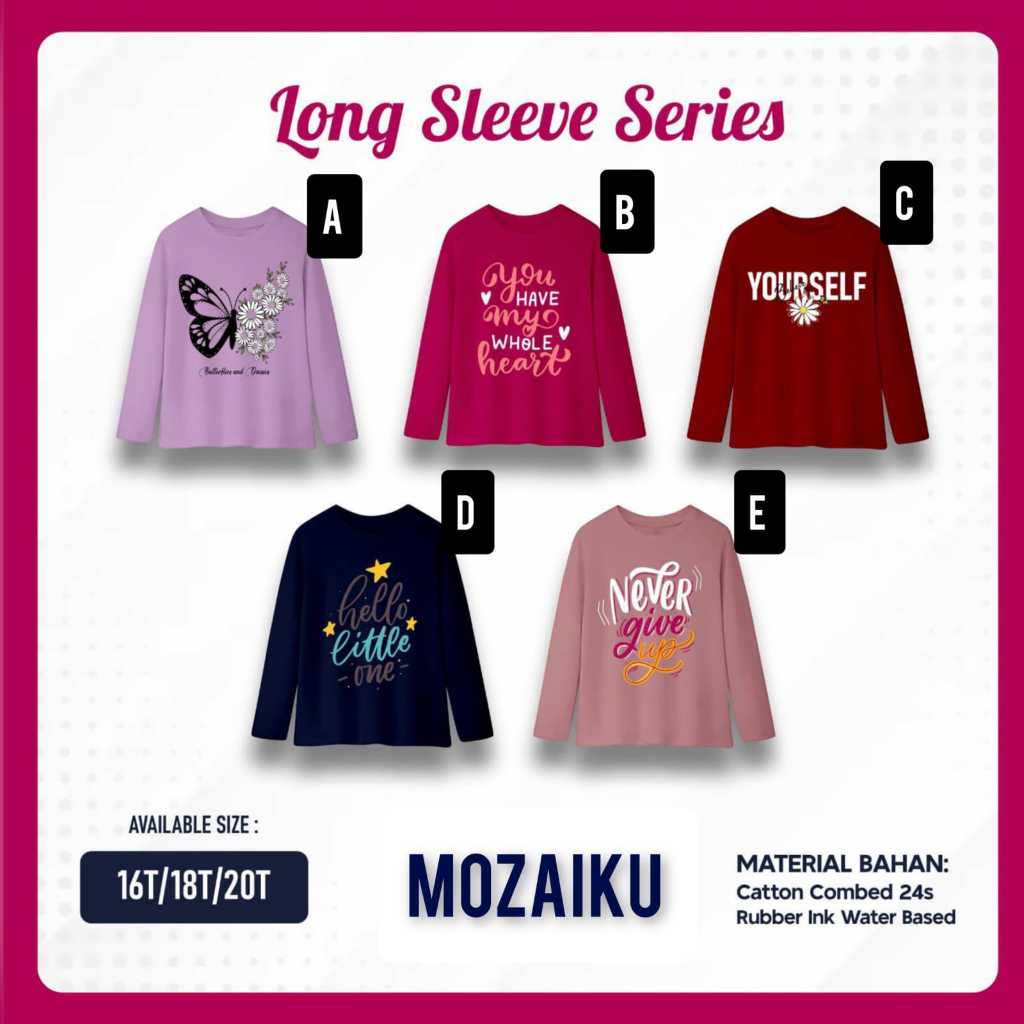 Kaos Lengan Panjang Anak Perempuan Cewek Casual Remaja Jumbo Usia 14-17 Tahun
