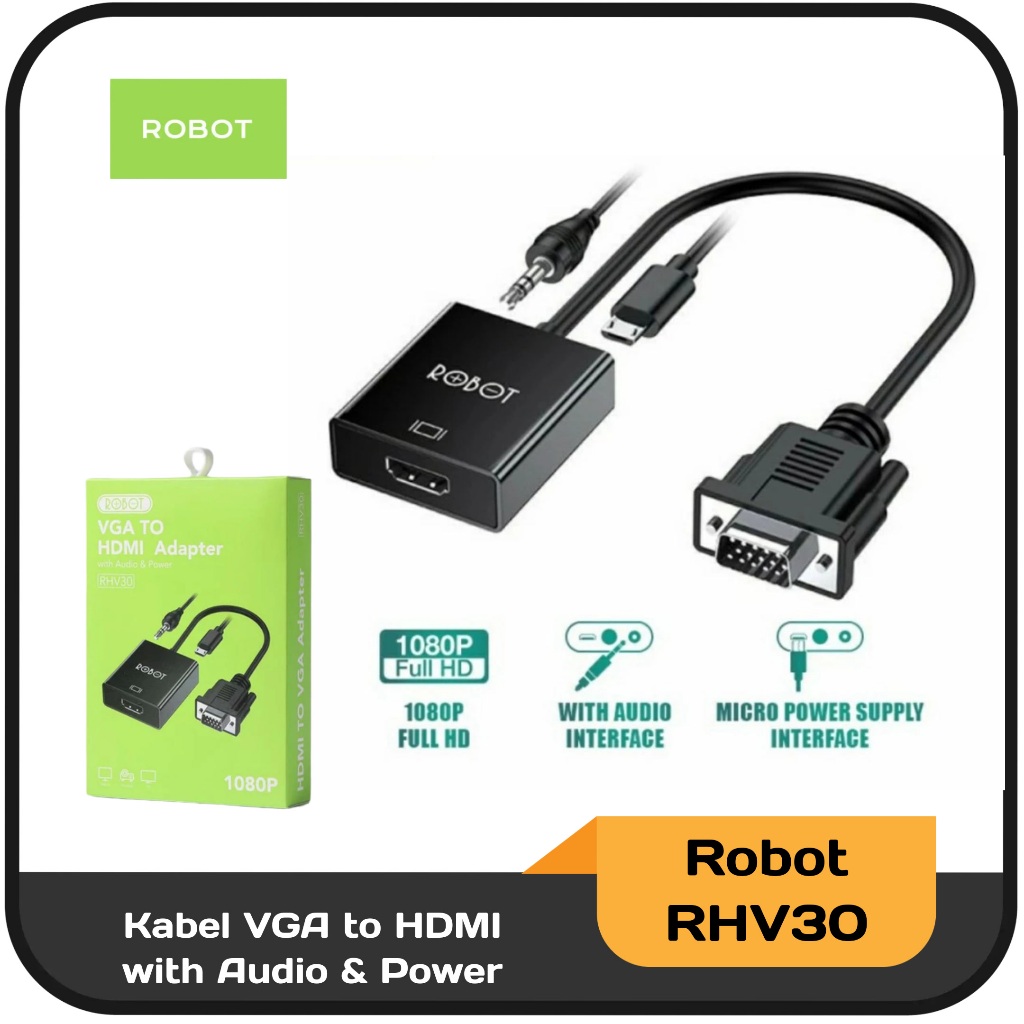 Kabel VGA to HDMI Robot RHV30 1080P