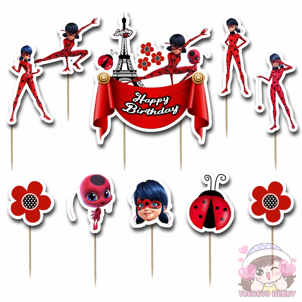 Topper Cake Hiasan Kue Ulang Tahun motif L4DYBUG