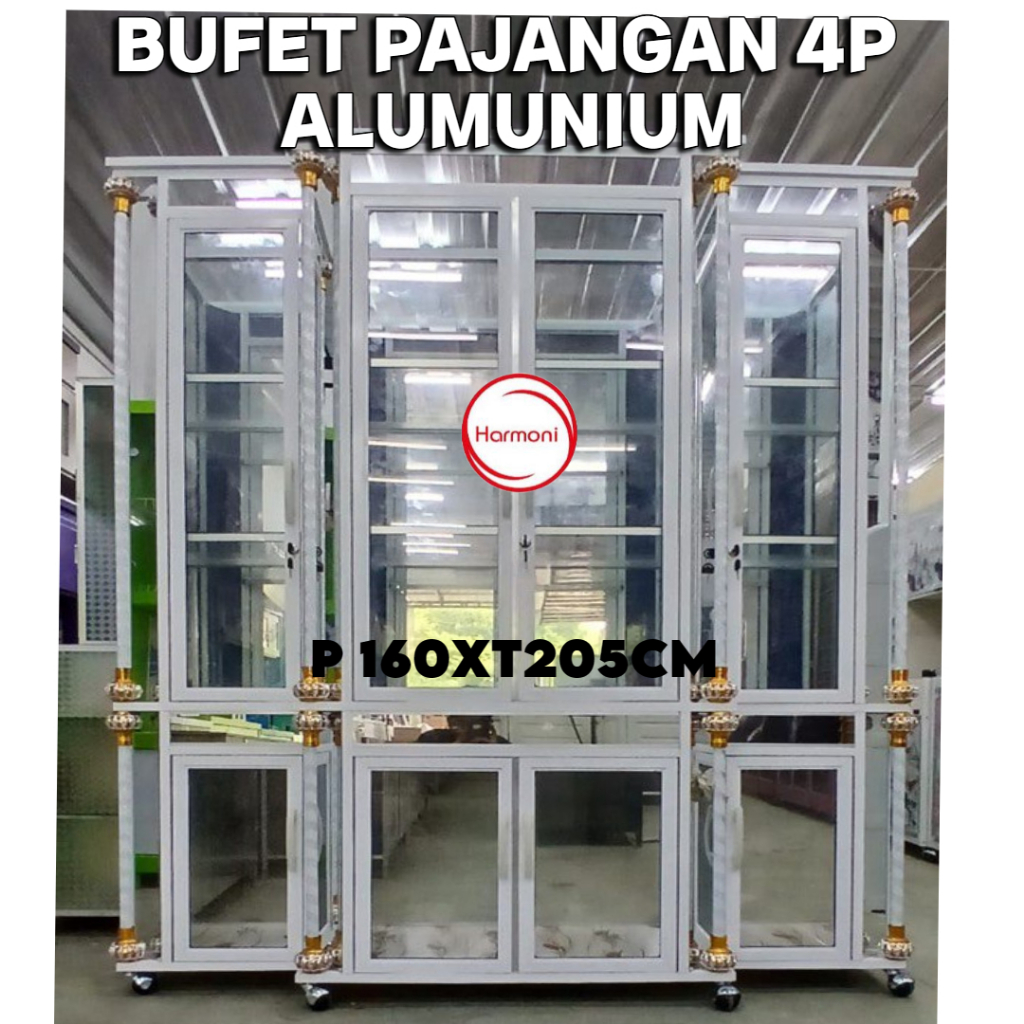 BUFET PAJANGAN ALUMUNIUM KACA + RODA BUFET ALUMUNIUM MINIMALIS JUMBO BUFET TV ALUMUNIUM FREE ONGKIR 