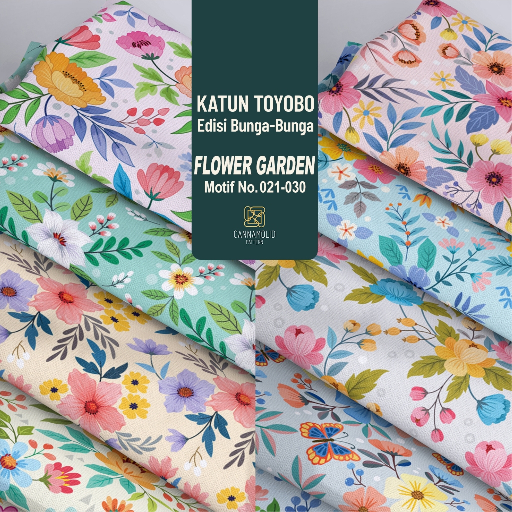 Kain Toyobo Motif BUNGA FLORAL | Lebar 145cm | FLOWER GARDEN 21-30