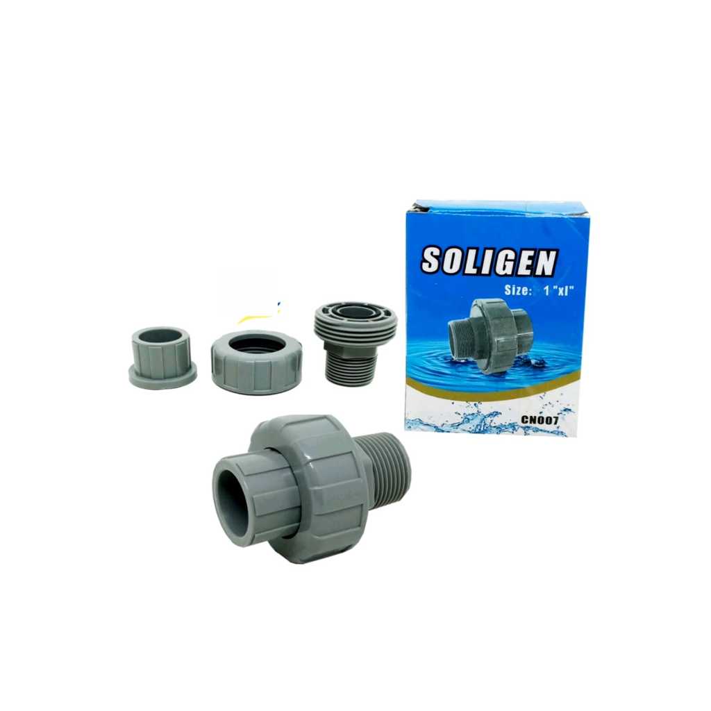 Watermur Drat Luar 1/2 3/4 & 1 Inch Pvc SOLIGEN CN 007 Watermoor Fitting Water Mur Sambungan Pipa Po