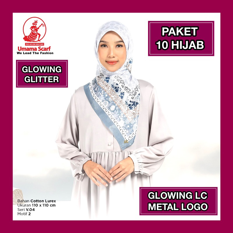 10 ATAU 5 GLOWING MOTIF Metal Logo LC Laser Cut Umama Scarf ( 1 Paket Isi 10 Hijab )